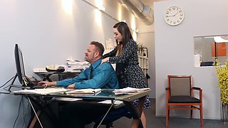 Boss Tony dominates busty Bambi in the office
