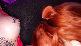 Redhead Vs Goth Girl Wet Pussy Eating, Faceriding and Shaking Orgasm