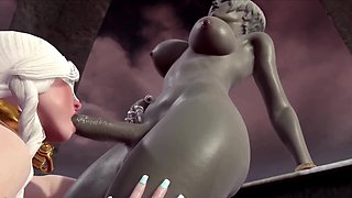 Super-hot futa on futa desire - cartoon ebony dickgirl pummels dickgirl with monstrous donk in assfuck and jizz inwards
