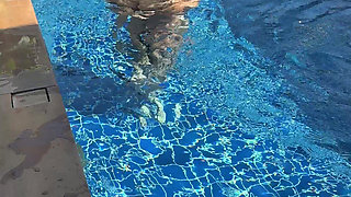 Pool Day: Busty Wife Having Fun with Her Lover. Big Tits, Sun and Big Cock