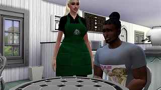 Cartoon 3D Barista Hot Interracial Sex