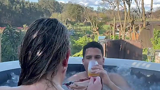Outdoor Sex with a Hot Blonde MILF in a Hot Tub - Jacuzzi