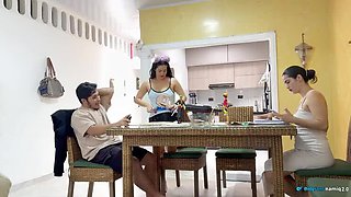 NamiQsein Fucks Teen Stepdaughter on Table - Big Ass Riding & Creampie While Mom Isn't Looking