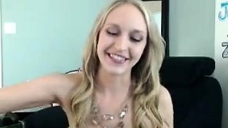 Innocent Busty blonde fingering and toying pussy