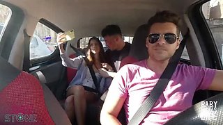 Hot Latina Teen Gives Blowjob in Uber Backseat - Public Car Sex with Big Dick Andy Stone