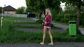 Cute blonde teen outdoor anal fuck