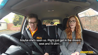Fake Driving School - Gorgeous Redhead Ella Hughes Begs Examiner for a Chance in Hardcore Sex Video