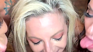 Three MILFs One Cock - Lora Cross, Sara St Clair and Parker Skyes Rim and Fuck Leo Then Get a Creampie