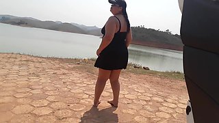 Showing off at the Dam and Masturbating