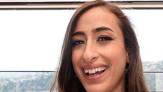 Hot brunette with an amazing booty rides like a pro