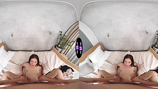 Cum enjoy Lola's irresistible brown locks and tiny fun bags as she slurps down his cock in HD POV