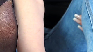 (712) POV Nylon Footjob and Cum on Black Pantyhose - Dame Olga 4K