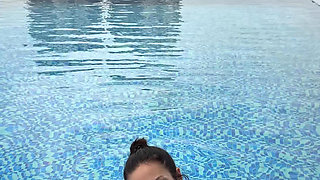 Pool Spit on Boobs with Ahegao Face