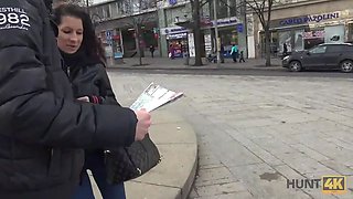 Hunt4k. huge boobed dark haired gets her shaved vagina nailed for cash