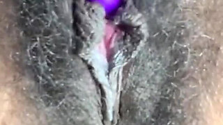 Close up Stimulating My Big Clit Hairy Pussy Creaming