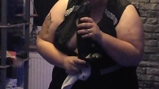 Sexy Housewife in a Lab Coat Cleans Intensively with Sexy Dildos