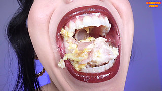 I Eat Crepes with Cheese and Ham - Close-up of My Mouth and 24 Teeth