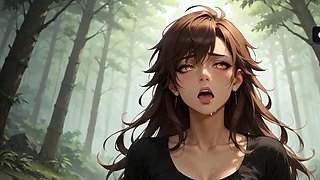 A super hot and blushing suck off in the misty forest