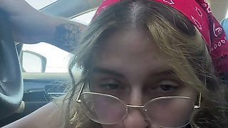Hairy Pussy Slut Gives Me a Car Blowjob During Roadtrip! Chloe Kreams, Steve Rickz
