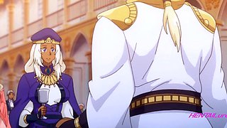 Titan dominates bride in bed after erotic anime feast