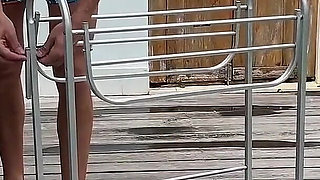 Housewife Repairman with Her Pussy and Went for a Walk with His Cum on Her Face in the Streets