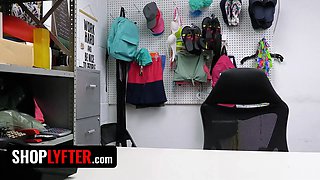 Shoplyfter - cute small beauty Mazy Myers gets undress searched and interrogated in the backroom