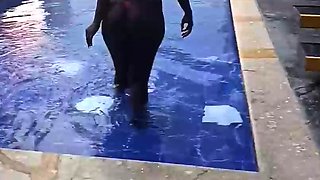 Pool afternoon with my great-bodied neighbor, black