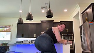 NIKKISFETISHES Curvy brunette teases in kitchen