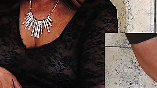 Horny old slut in bathroom