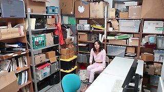 Brunette babe Kat and hunky Ryan heat up the office in a steamy reality clip