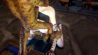 Huge Boobs Asian MILF Gangbang by Monster Dicks in 3D Cartoon