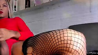 Shemale tranny enjoying solo masturbation