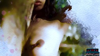 Ebony MILF with big natural boobs solo