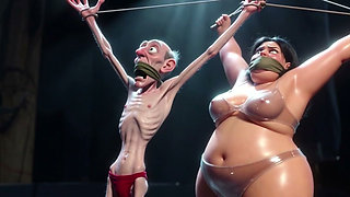 Old Man Tied up - Humiliated by Fat SSBBW with Whip