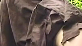 Mature MILF in Monk Robes Sucks Cock Blindfolded Outdoors