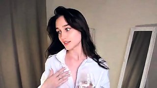 Cute curly brunette solo webcam masturbation