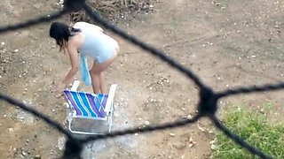 Amateur Brazilian Couple: Naughty Wife Flashing Naked in Front Yard