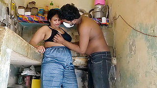 Brother-in-law Pinched My Sister-in-law's Big Nipples at Holi, Wild Sex in the Kitchen