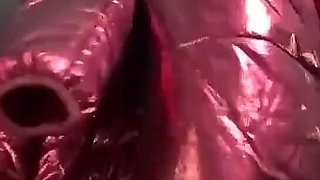 Red Nylon Jumpsuit Fetish Cameltoe Tease, Deep Blowjob and Cum on My Downjacket