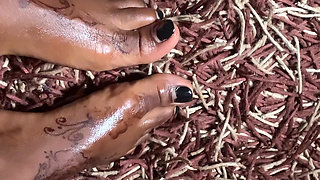 Hot ebony babe foot massage section