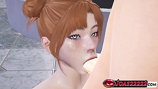 Redhead Girl Fio in Sexy 3D Animation Free-Hands Sloppy Blowjob Service, and Sitting Irrumatio Mouth Fuck