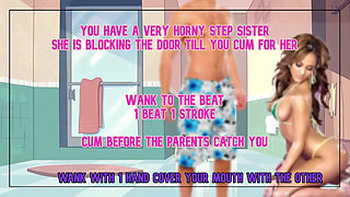 AUDIO ONLY - Your horny Step Sister wont let you leave the restroom till you cum for her