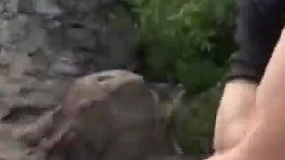 Milf hungry for cock has sex outdoor