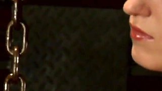 Master punishes small tits lesbian slave in a BDSM threesome