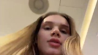 Stunning Blondie School Woman Taunts on Web cam Live Display