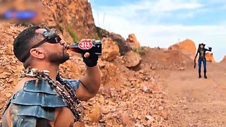 Sexy Cowgirl in Blue Latex Fucked Hard in Desert