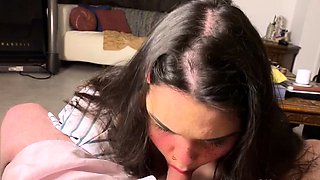 Mature brunette amateur giving a great POV blowjob