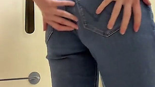 Trying on Tight Jeans in Fitting Room - Want to Be My Secret Peeker?