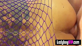 Cute Faced Asian Shemale Slut Gets Handcuffed For The Blowjob