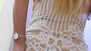 Big Butt Ass Spreading & Close up Bum Winking in Cute Dress After Flashing Tits & Pussy